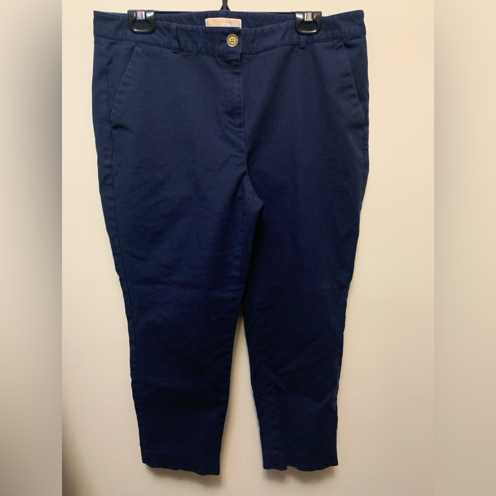MICHAEL KORS Navy Blue Cropped Cotton Pants